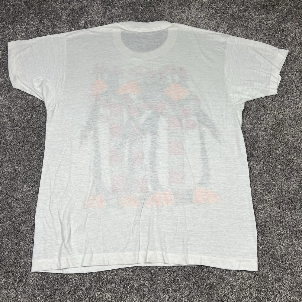 Rare Vintage 80s Ohio State Buckeyes Cartoon Penguins Paper Thin OSU T Shirt L - Picture 2 of 9